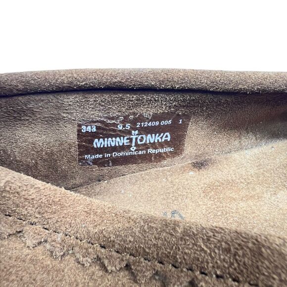Minnetonka Suede Cinnamon Brown Moccasins Size 9.5 Shoes Slippers Flats - Picture 9 of 9